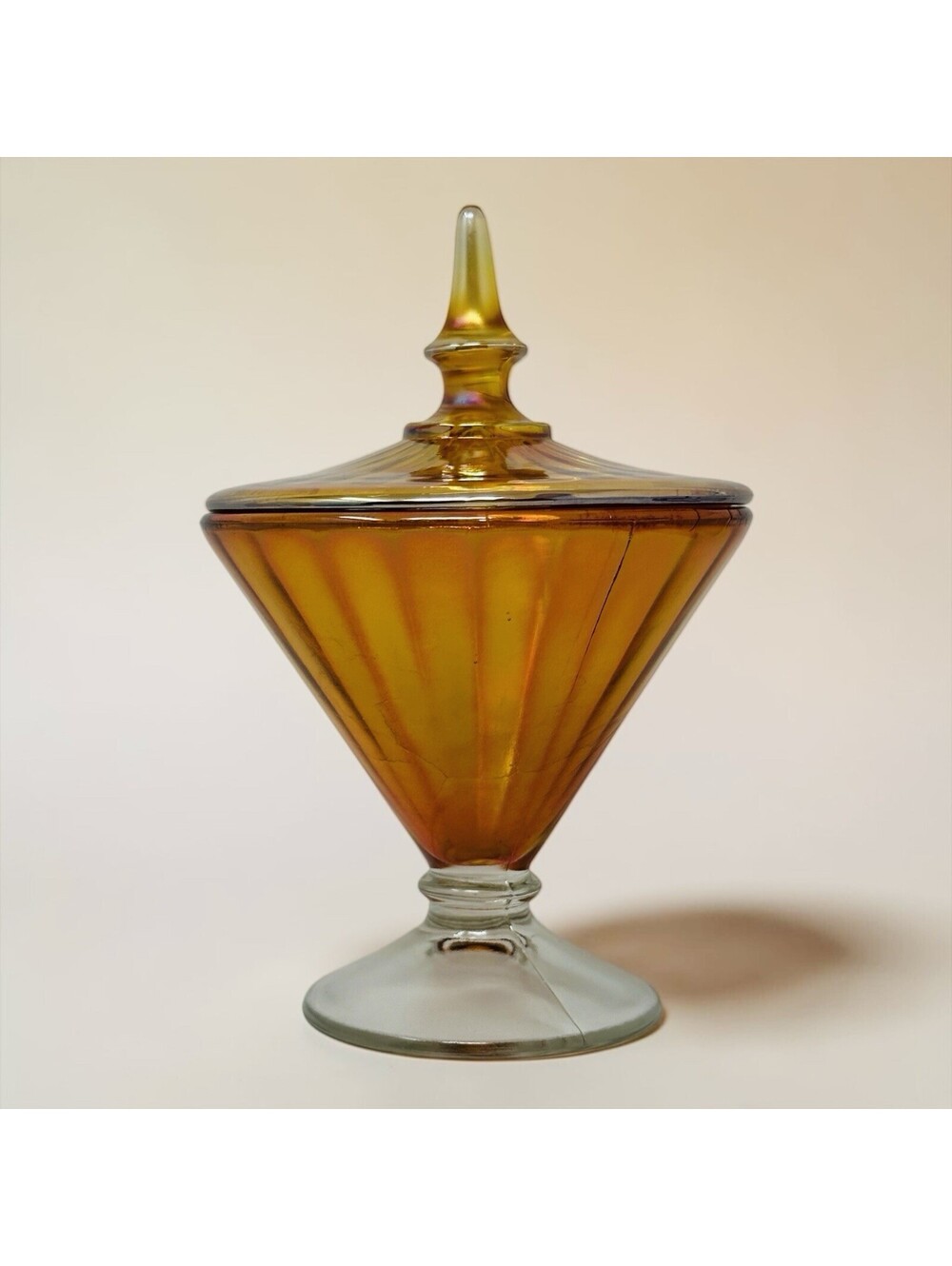 Aztec Marigold Carnival Footed Candy Dish-Vintage Lancaster Glass